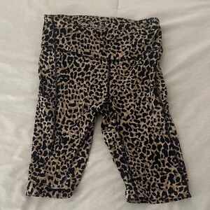 Outdoor Voices Leopard Print Athletic Shorts - Black and Brown